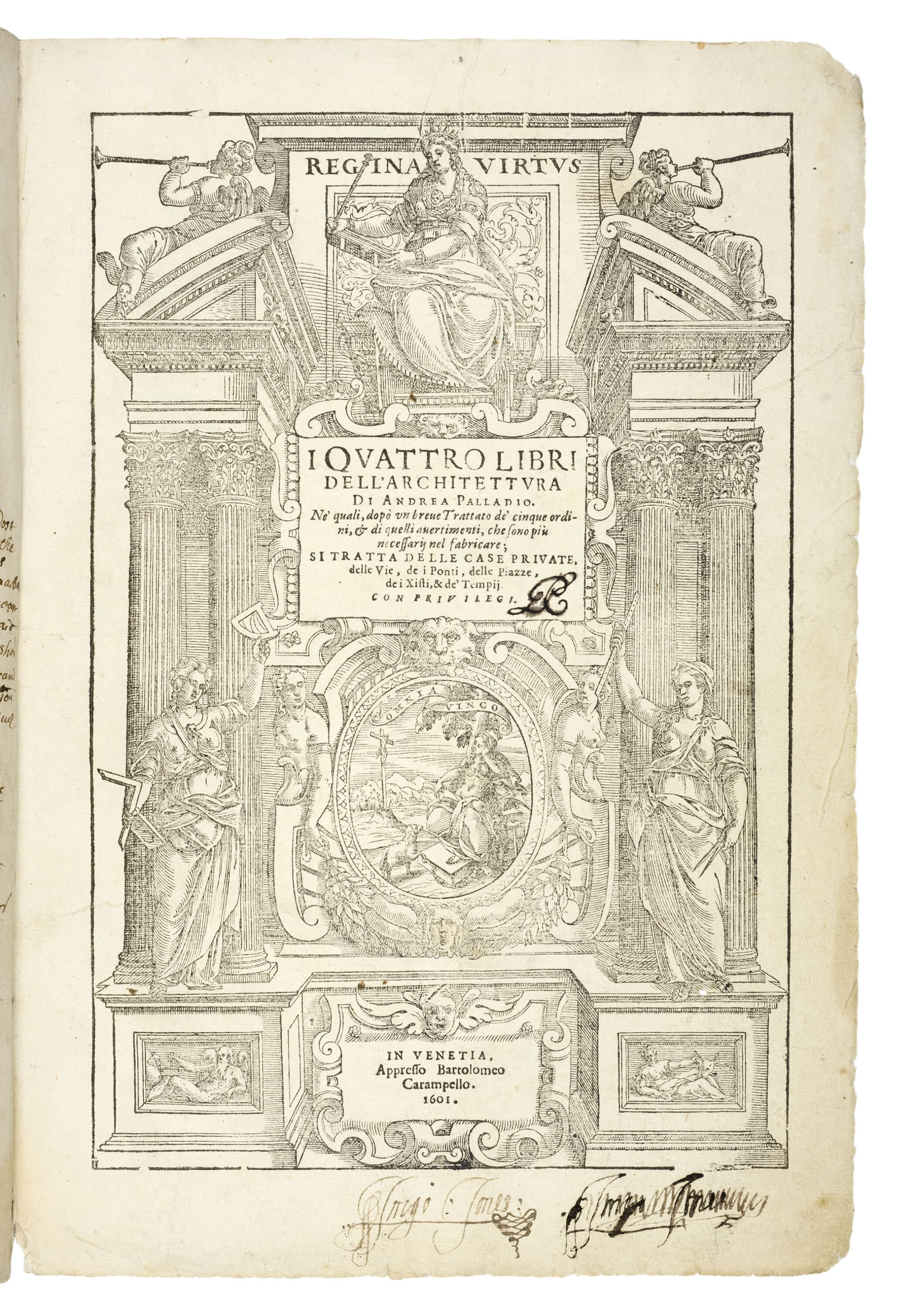 Title page of Jones' annotated copy of Palladio