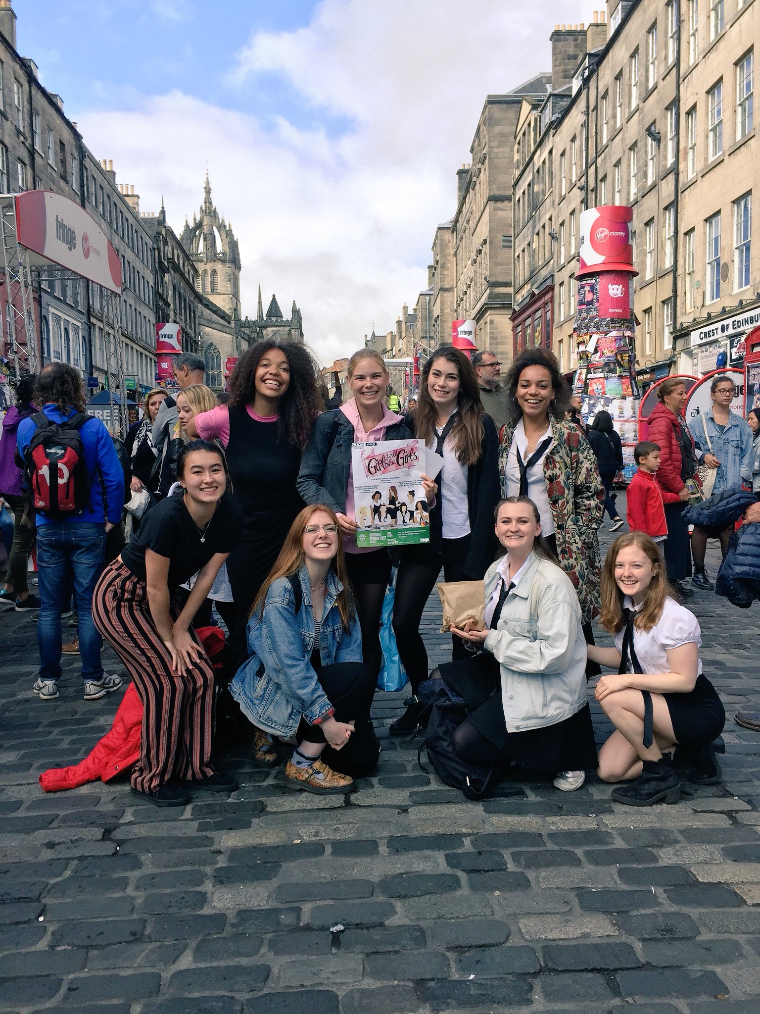 Group of students flyering in Edinburgh