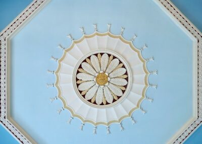 Detail of plaster rosette in ceiling.