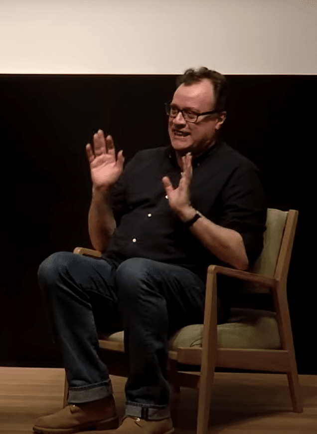 Russell T Davies sat on stage