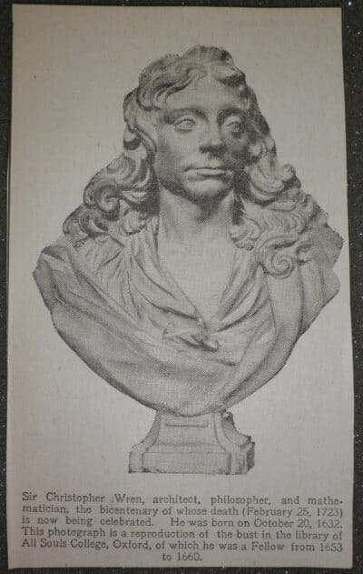 Image of bust of Sir Christopher Wren.