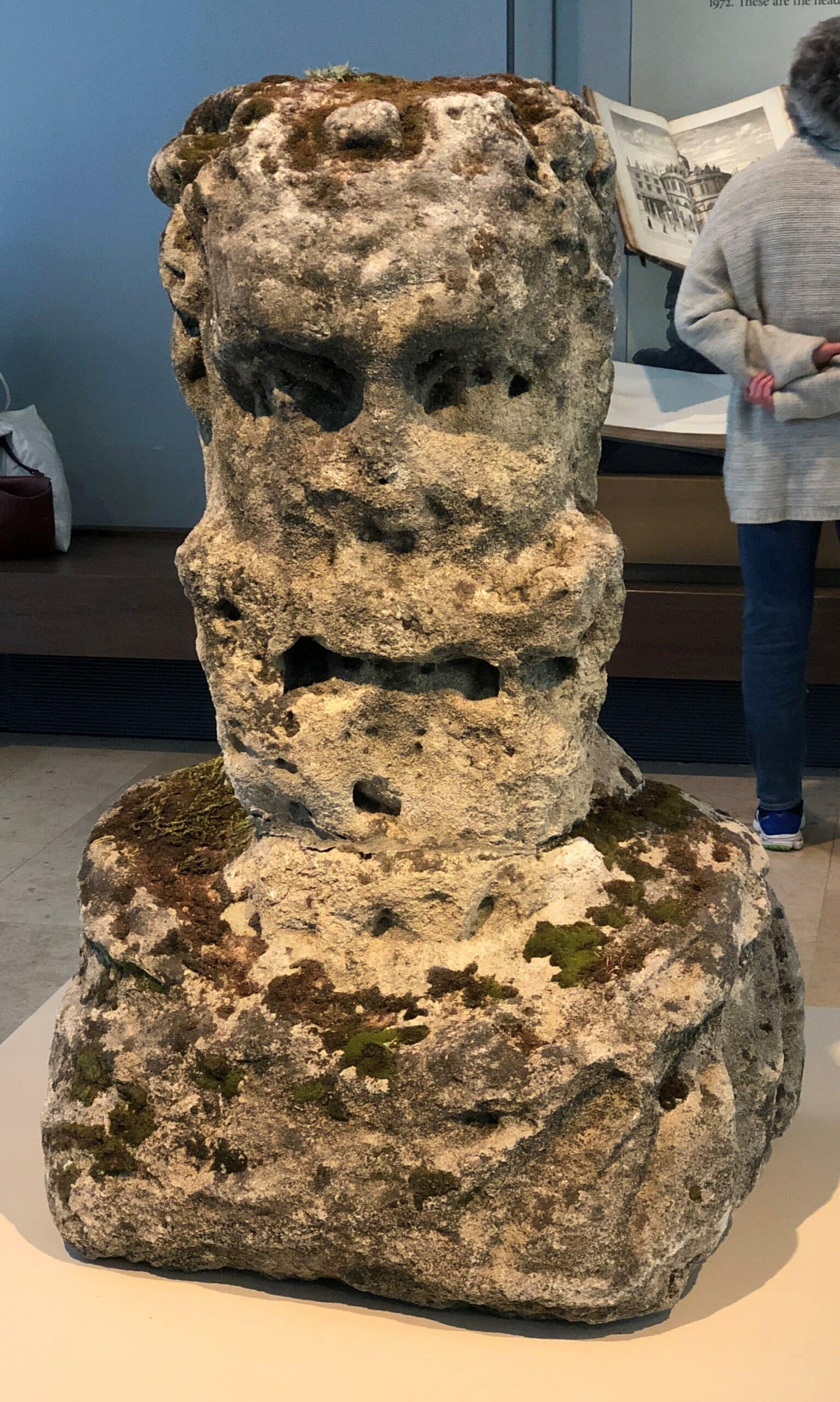 Image of weathered stone head in the Bodleian.