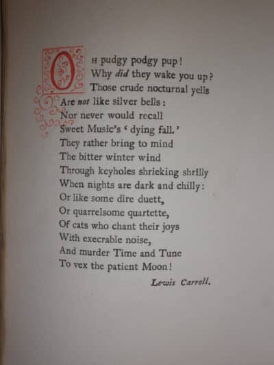 Image of printer's proof of Carroll's first submission for the book.
