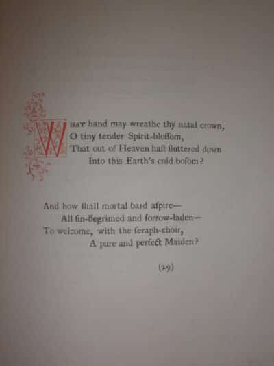 Image of Carroll's poem as printed in the published Garland. It begins 'What hand may wreathe thy natal crown, o tiny tender Spirit-blossom'.