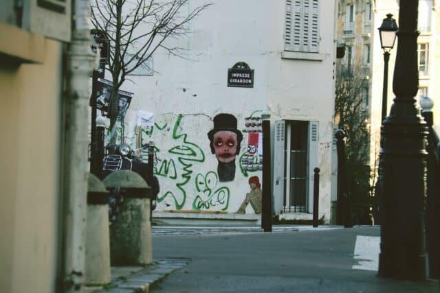 Parisian street with graffiti