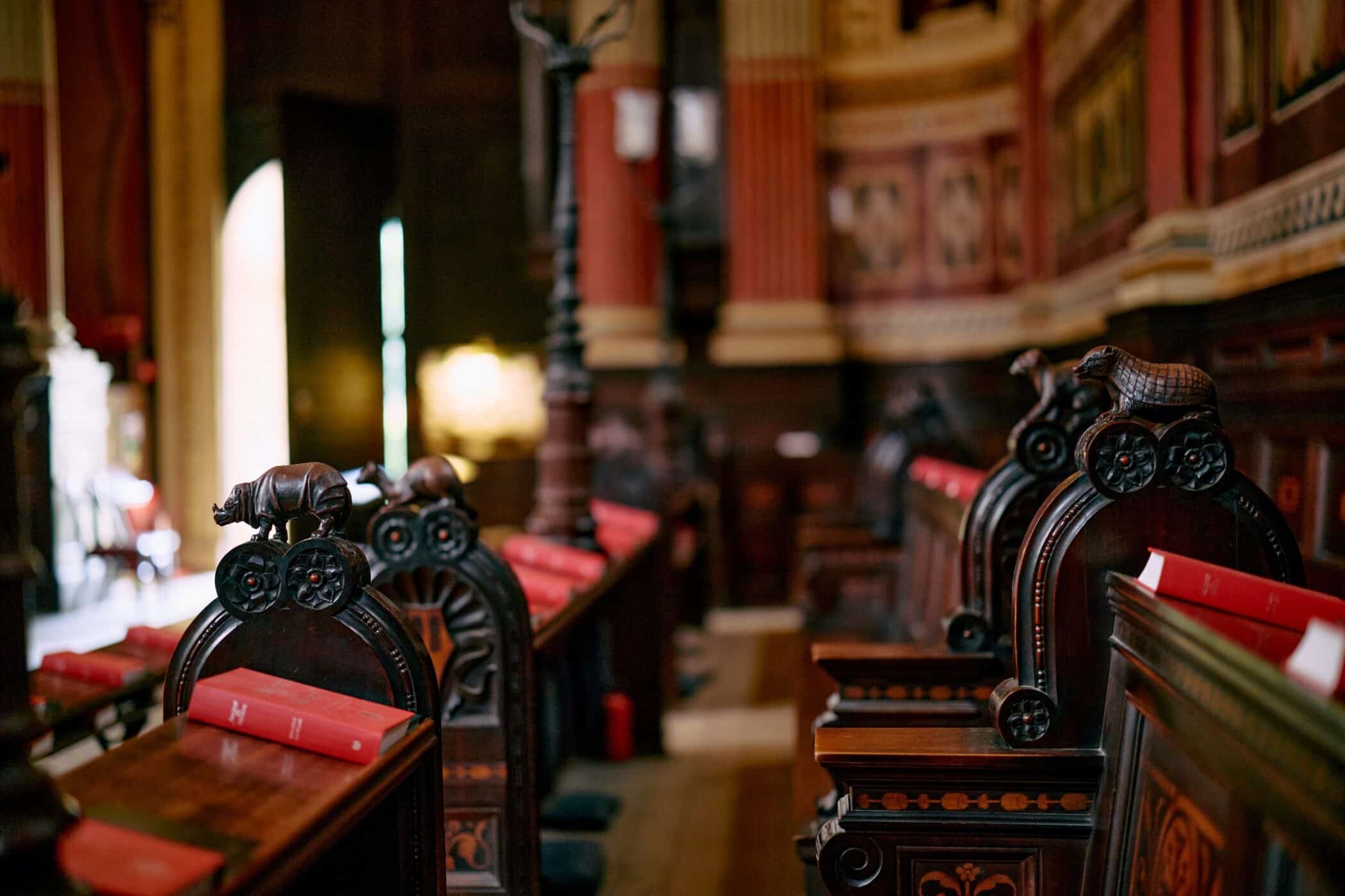 Carved stalls in chapel