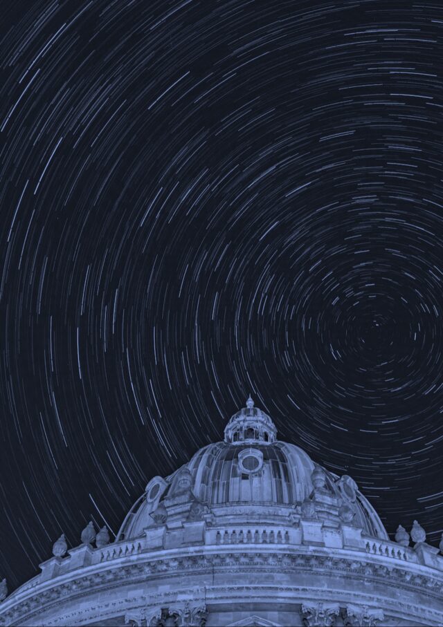 Long exposure star trails above Radcliffe Camera dome