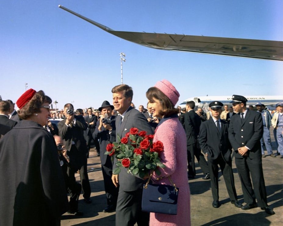 John and Jackie Kennedy on an airfield