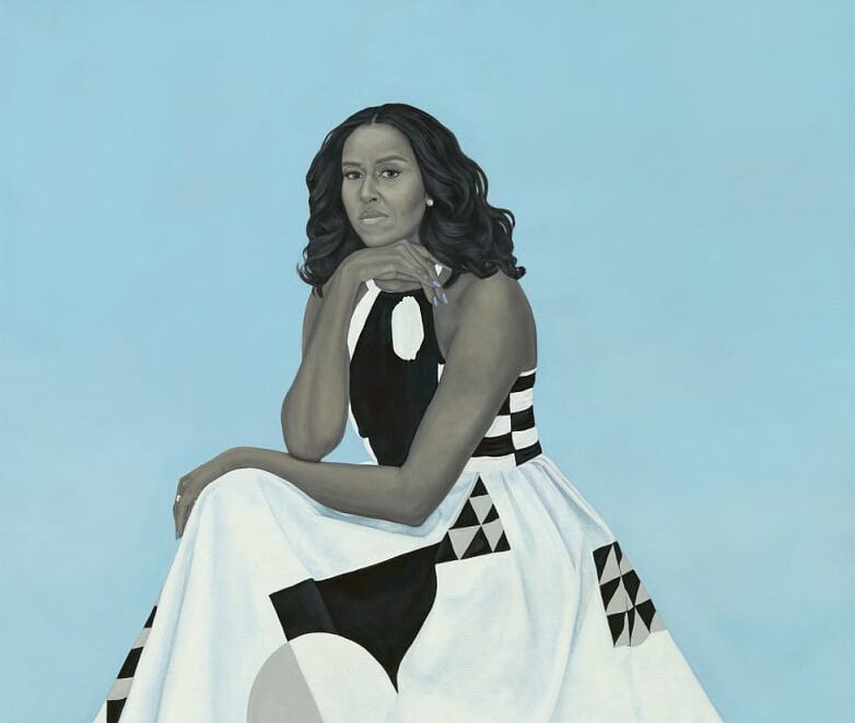 Oil portrait of Michelle Obama
