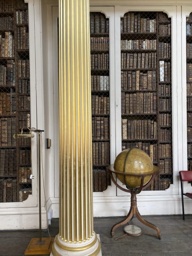 Globe and rare books in the library