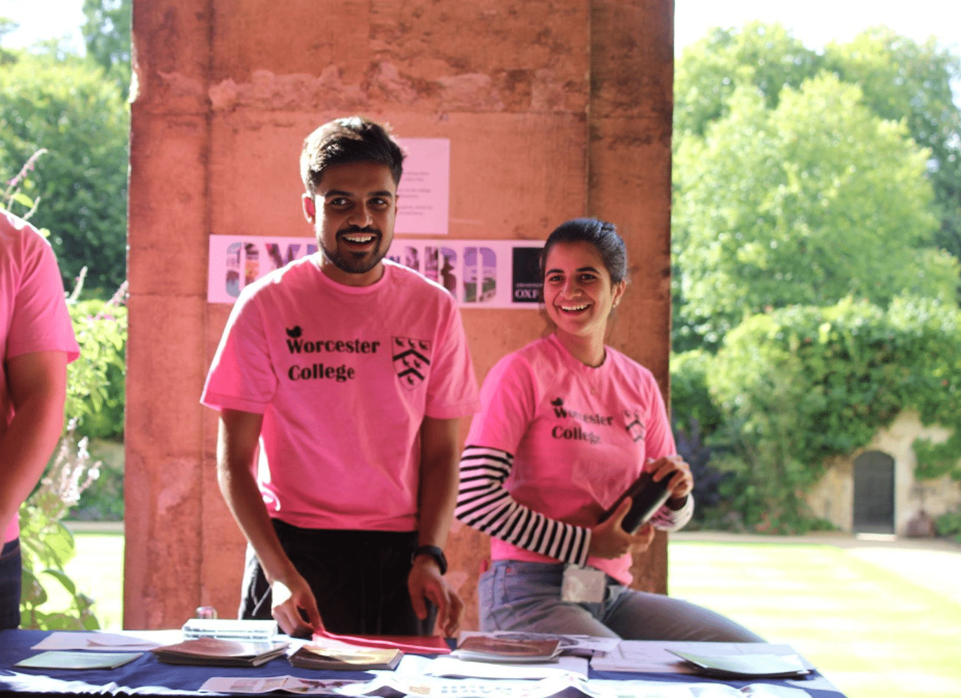 Open Day helpers in pink t shirts