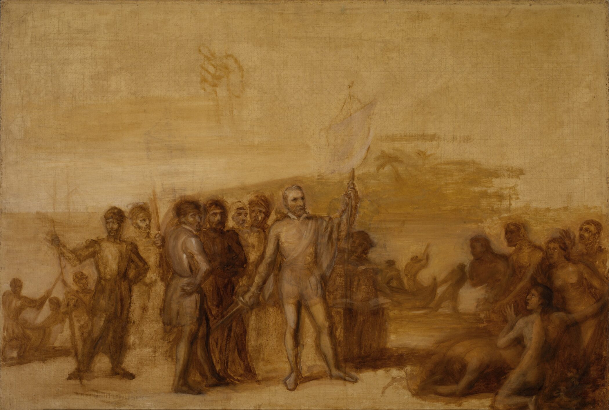 Oil sketch of The Landing of Columbus