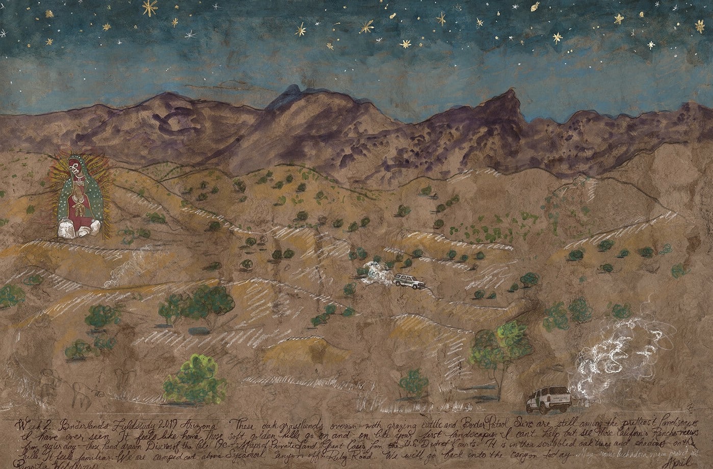 Sandy Rodriguez painting of mountains and starry sky