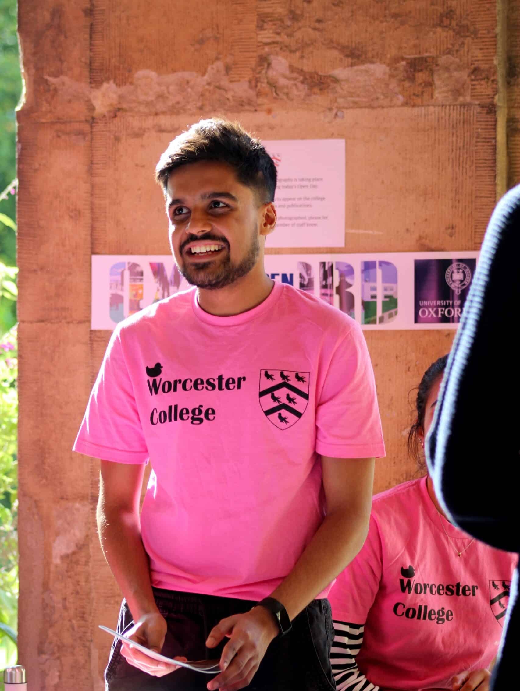 Student helper in pink t shirt