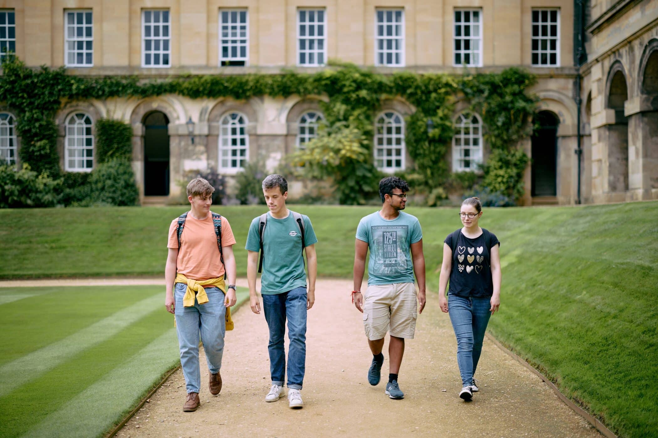 Students walking in the main quad