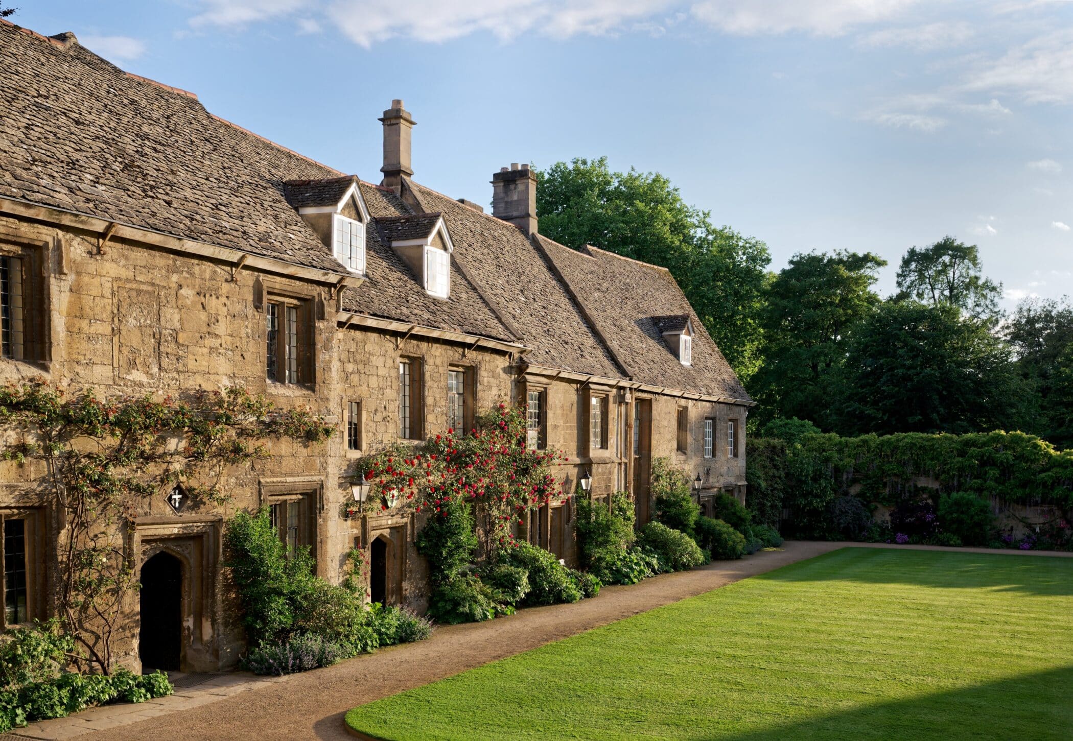 Medieval cottages in afternoon sun