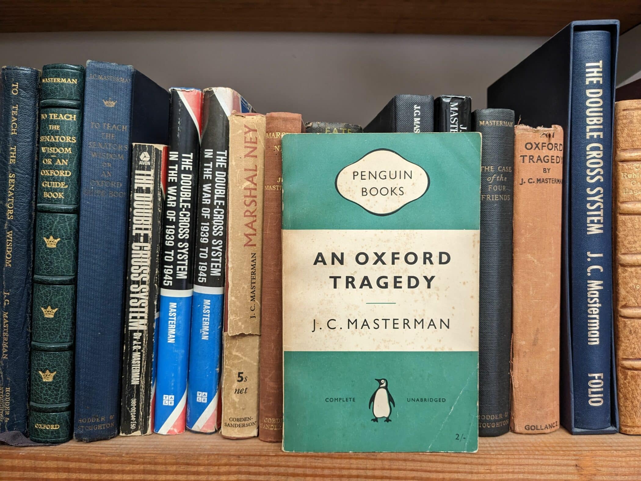 Bookshelf with An Oxford Tragedy by J.C. Masterman