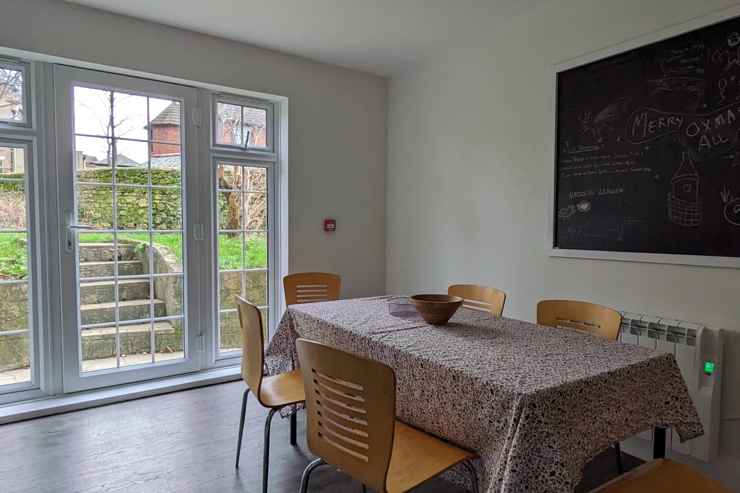 Dining table and chalk board in 1 Worcester Street