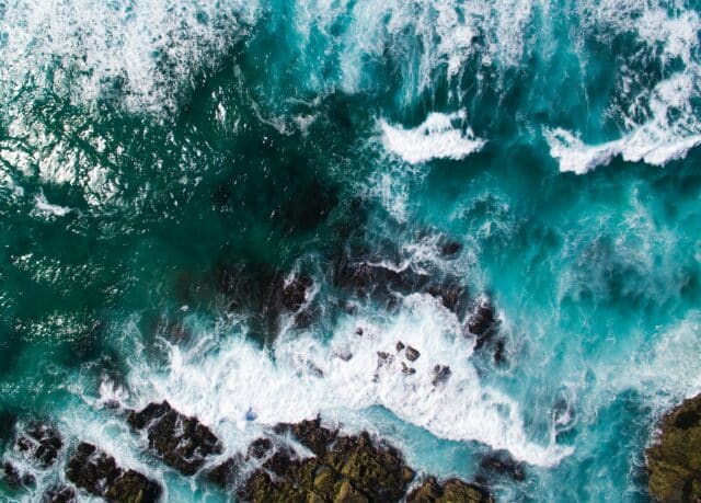 Aerial view of ocean waves