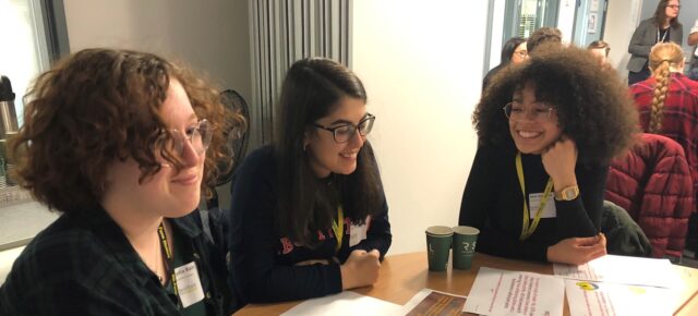 Students sat around a table
