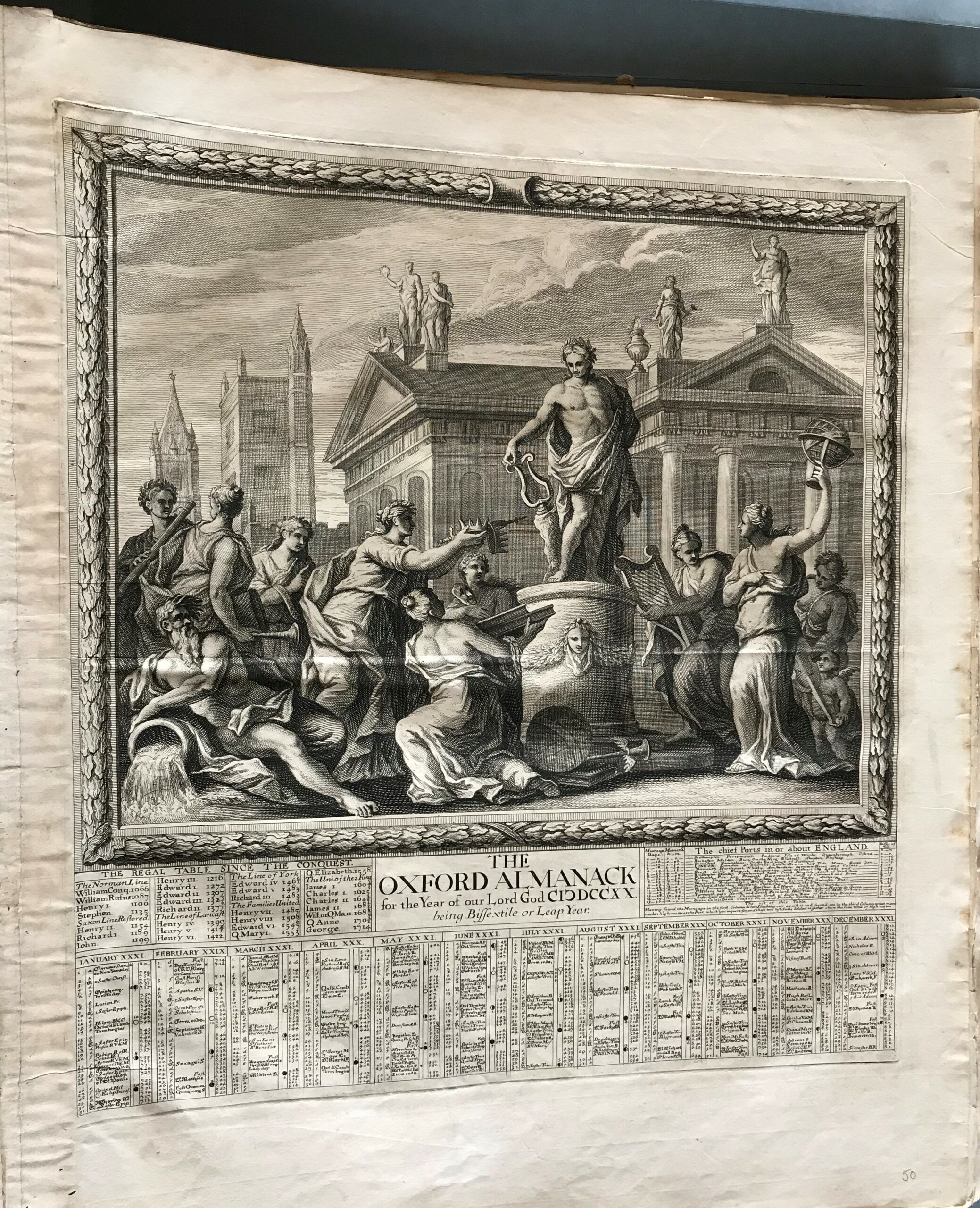 An engraving of Apollo surrounded by the Muses