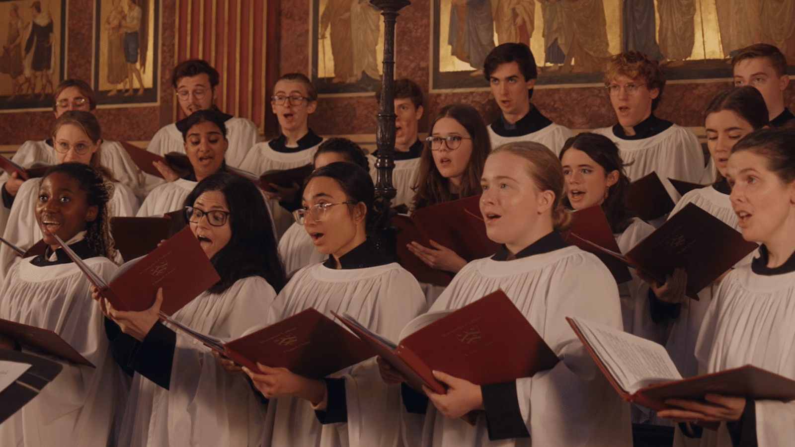 College choir singing in the chapel