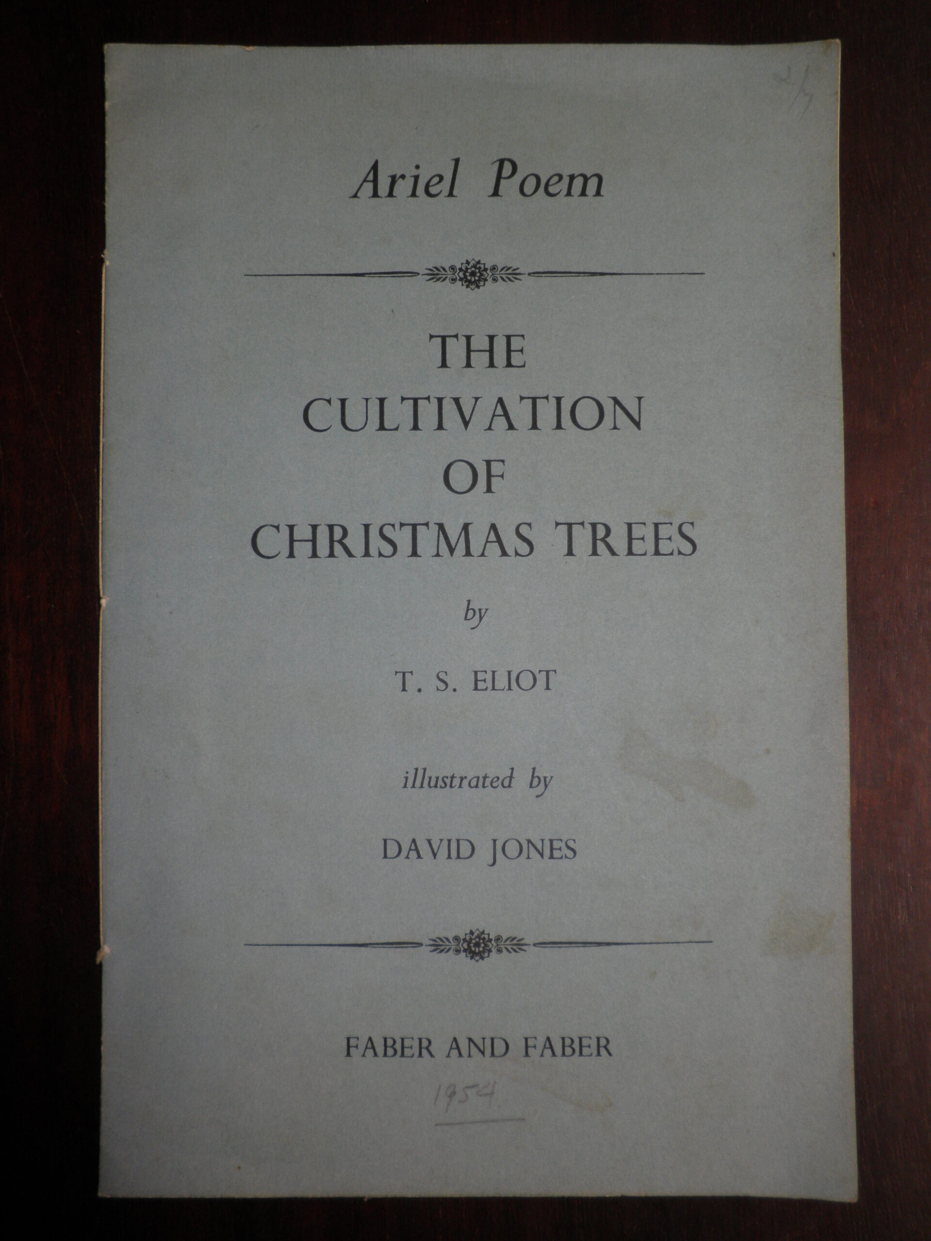 TItle page of 'The Cultivation of Christmas Trees' by T.S. Eliot, illustrated by David Jones.