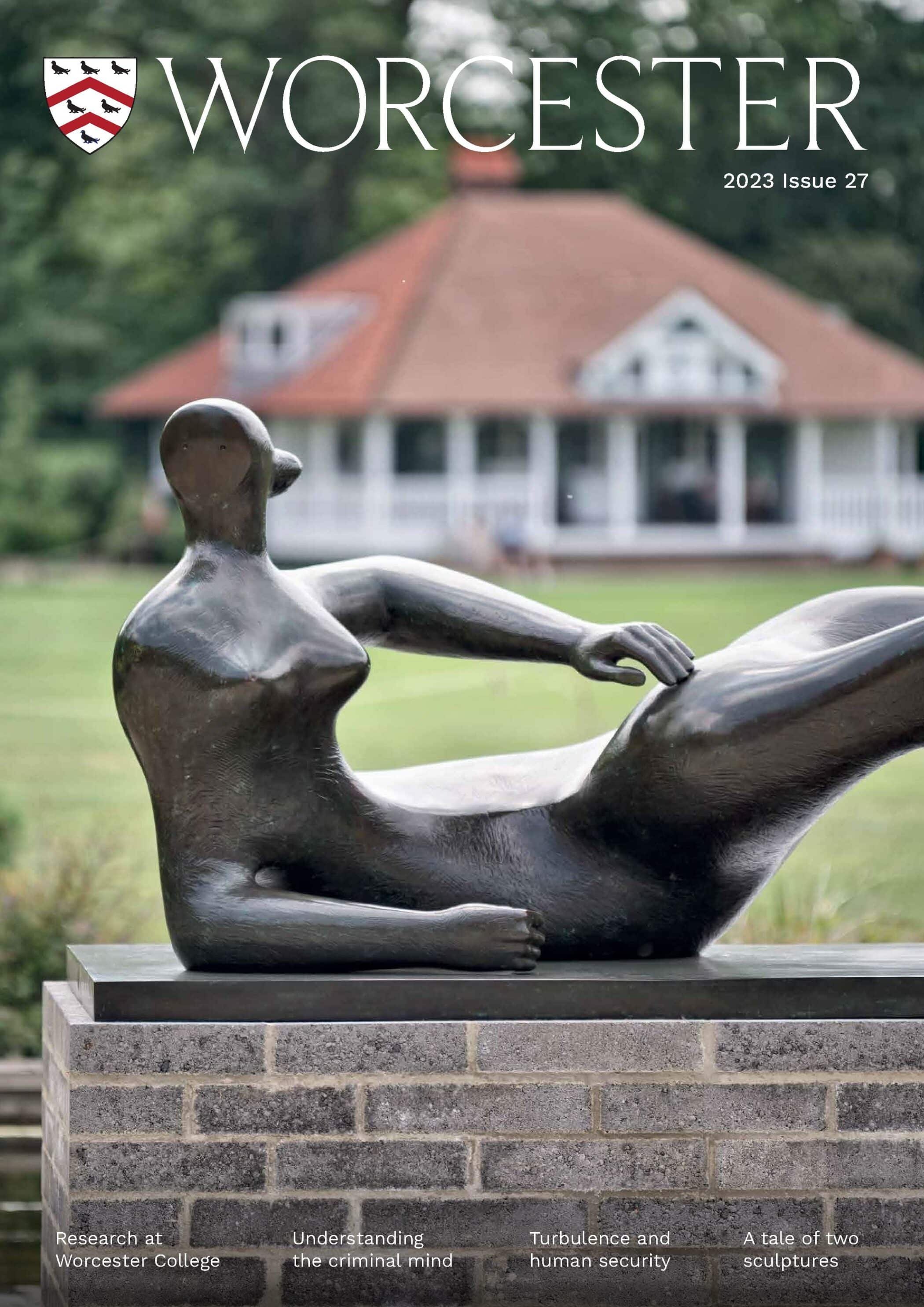 Henry Moore sculpture in front of the sports field