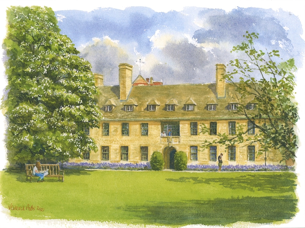 Watercolour illustration of Nuffield Building