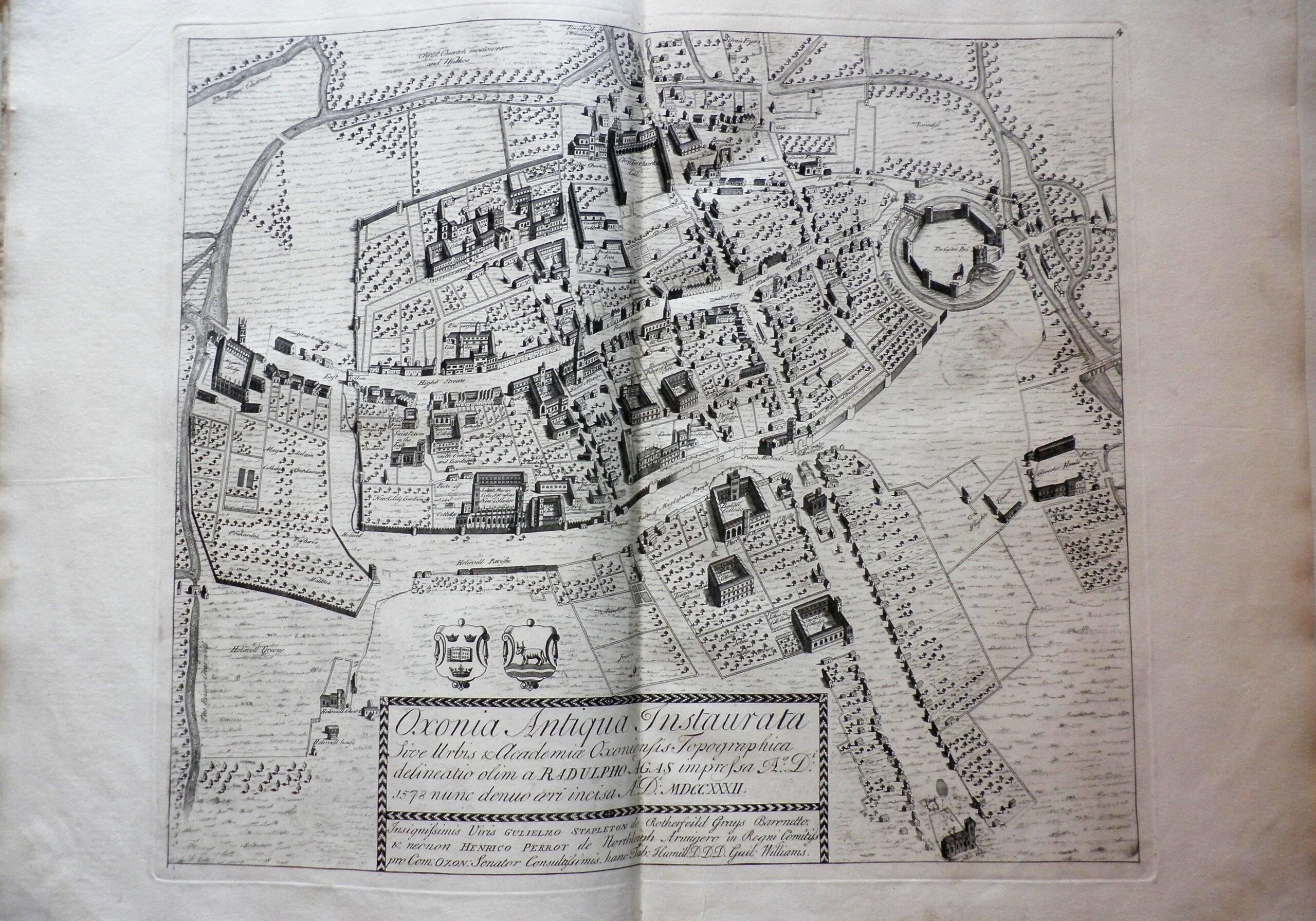 Fold-out map of Oxford, from 1588.
