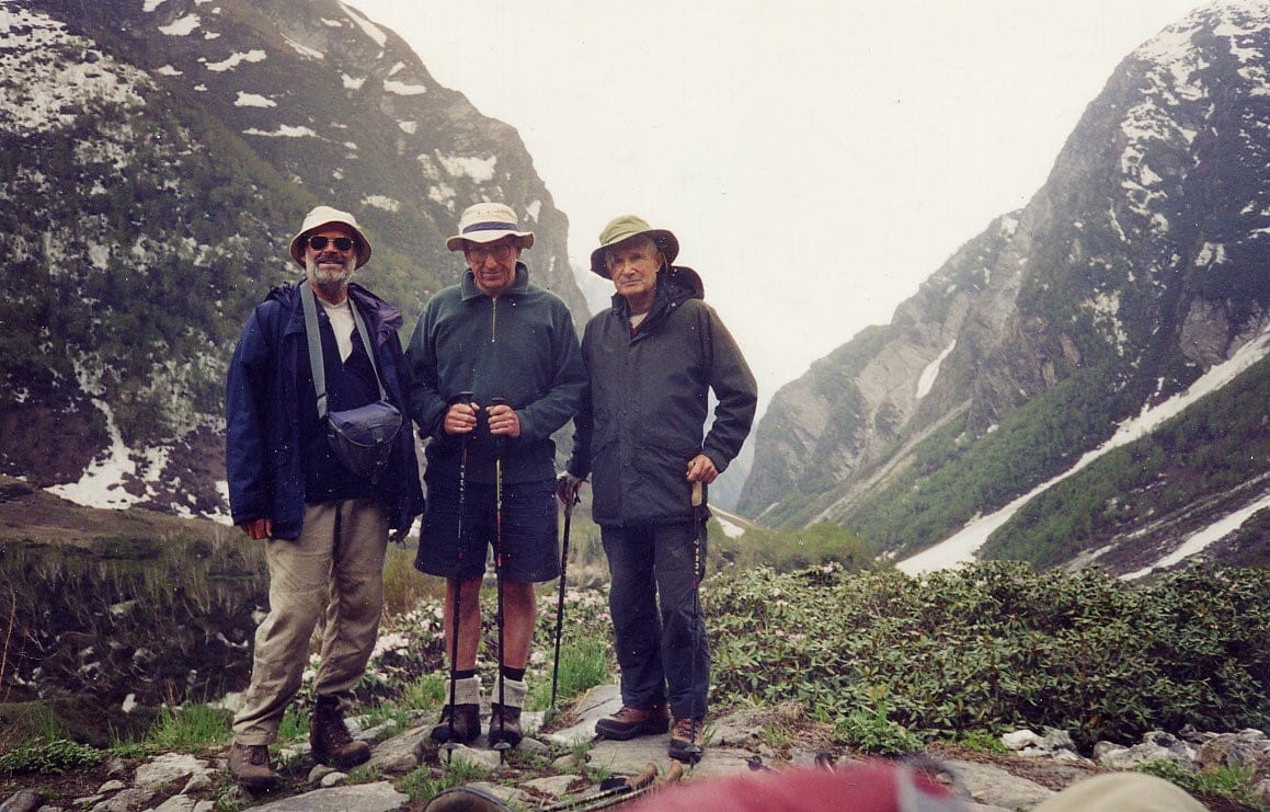 Alec Graham, Chris Oliver and Michael Champneys hiking