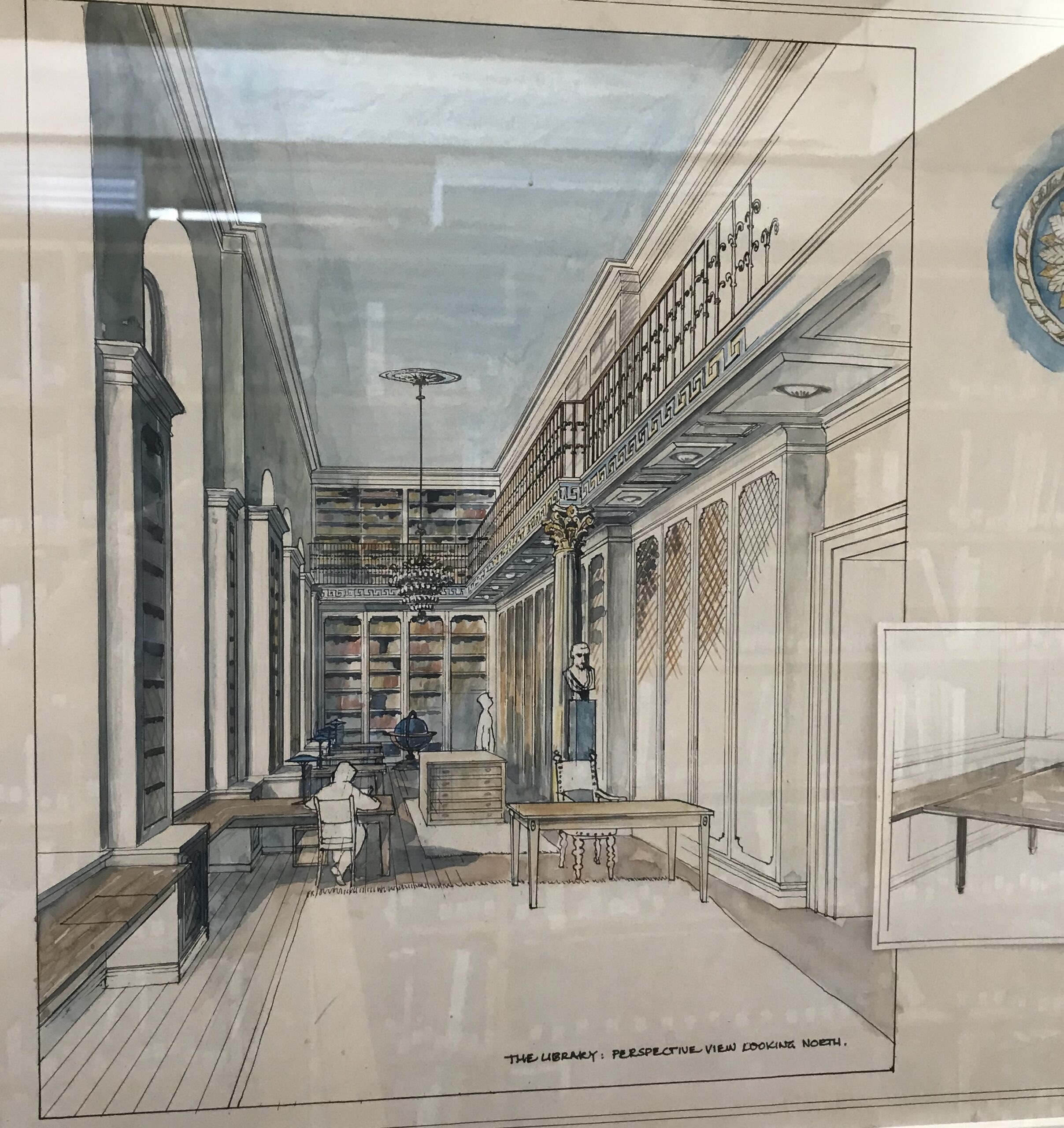 A watercolour design for the Lower Library interior.