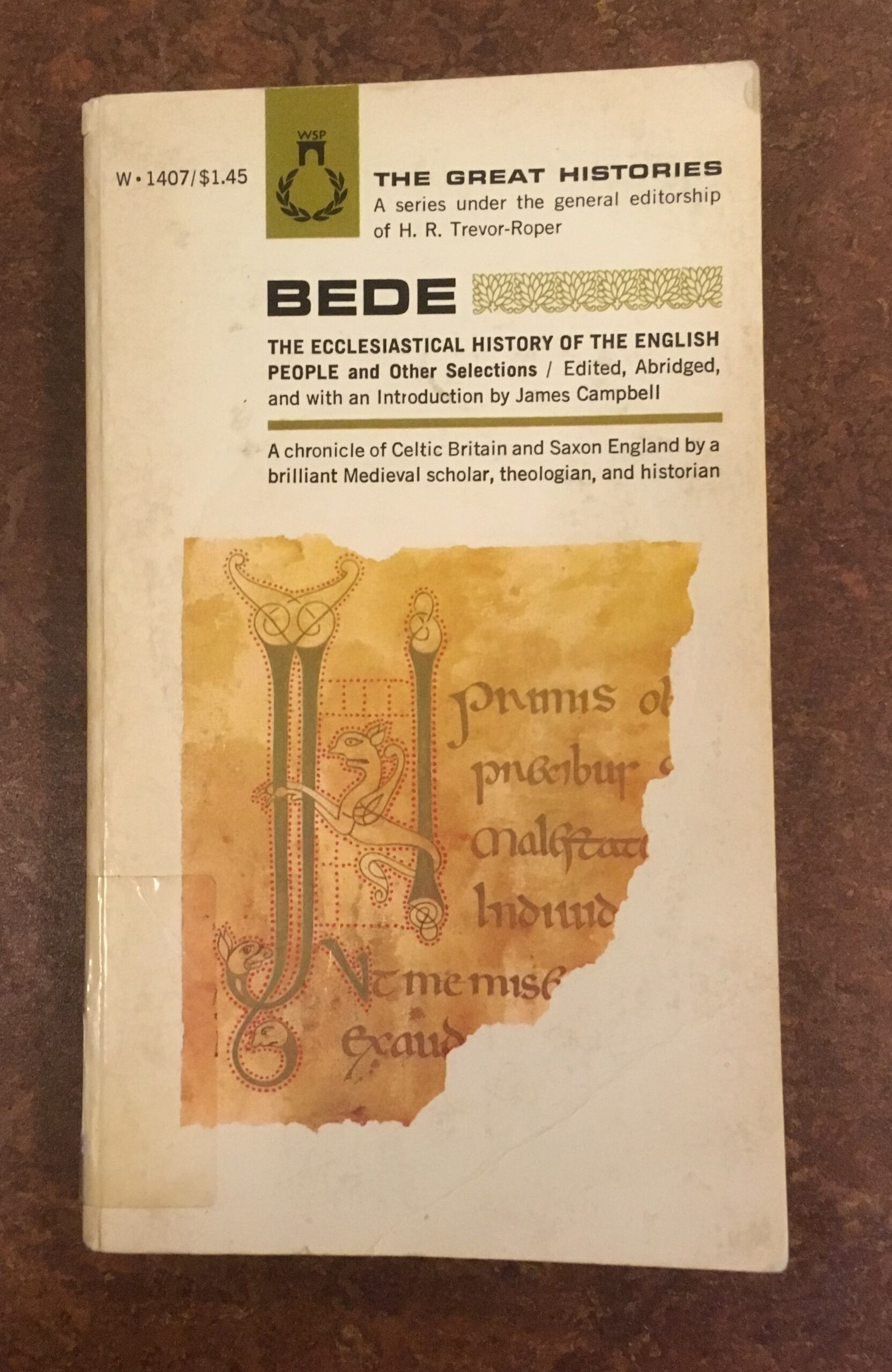 Colour photograph of the edition of Bede which Campbell edited.