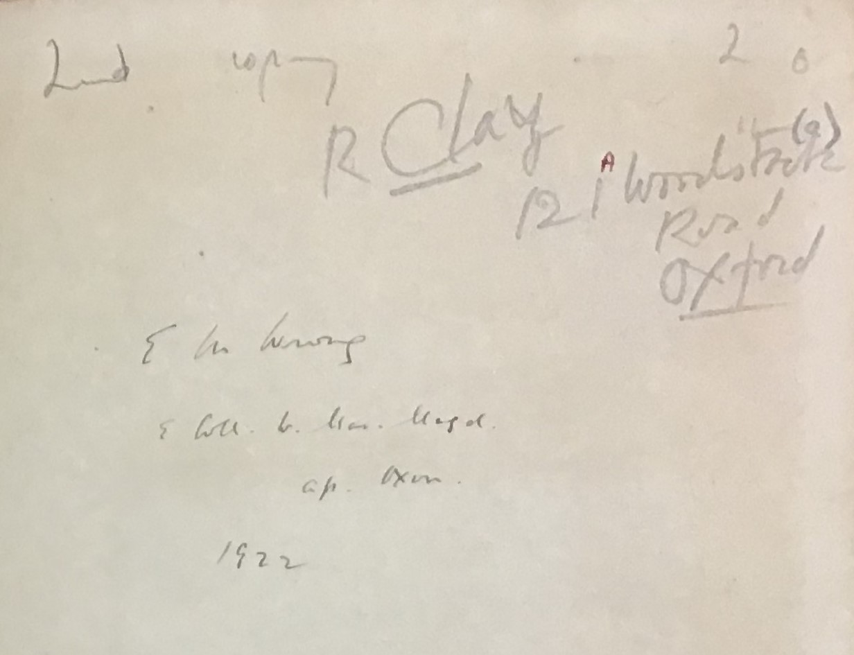 Rosalind Clay's signature and address
