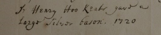 Handwritten entry for Sir Henry Hoo Keate.