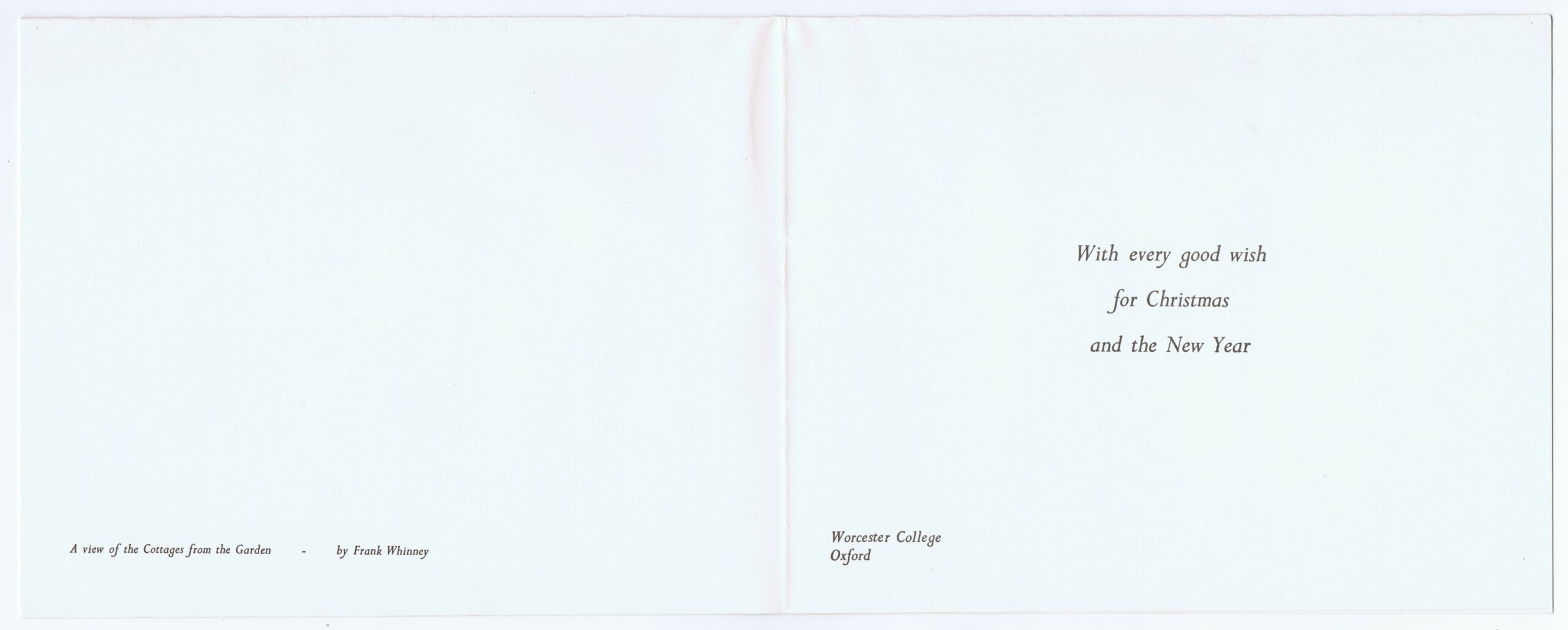 Interior of a Christmas card bearing Christmas wishes.