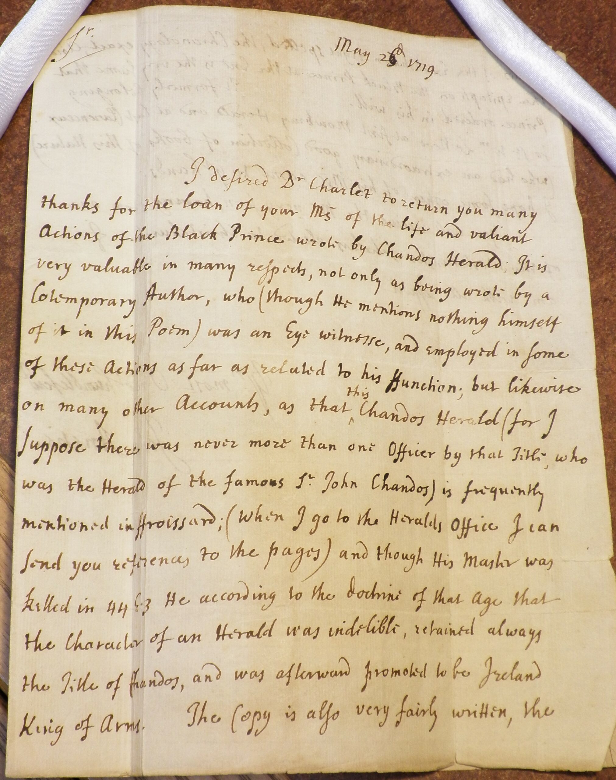 First page of handwritten letter.