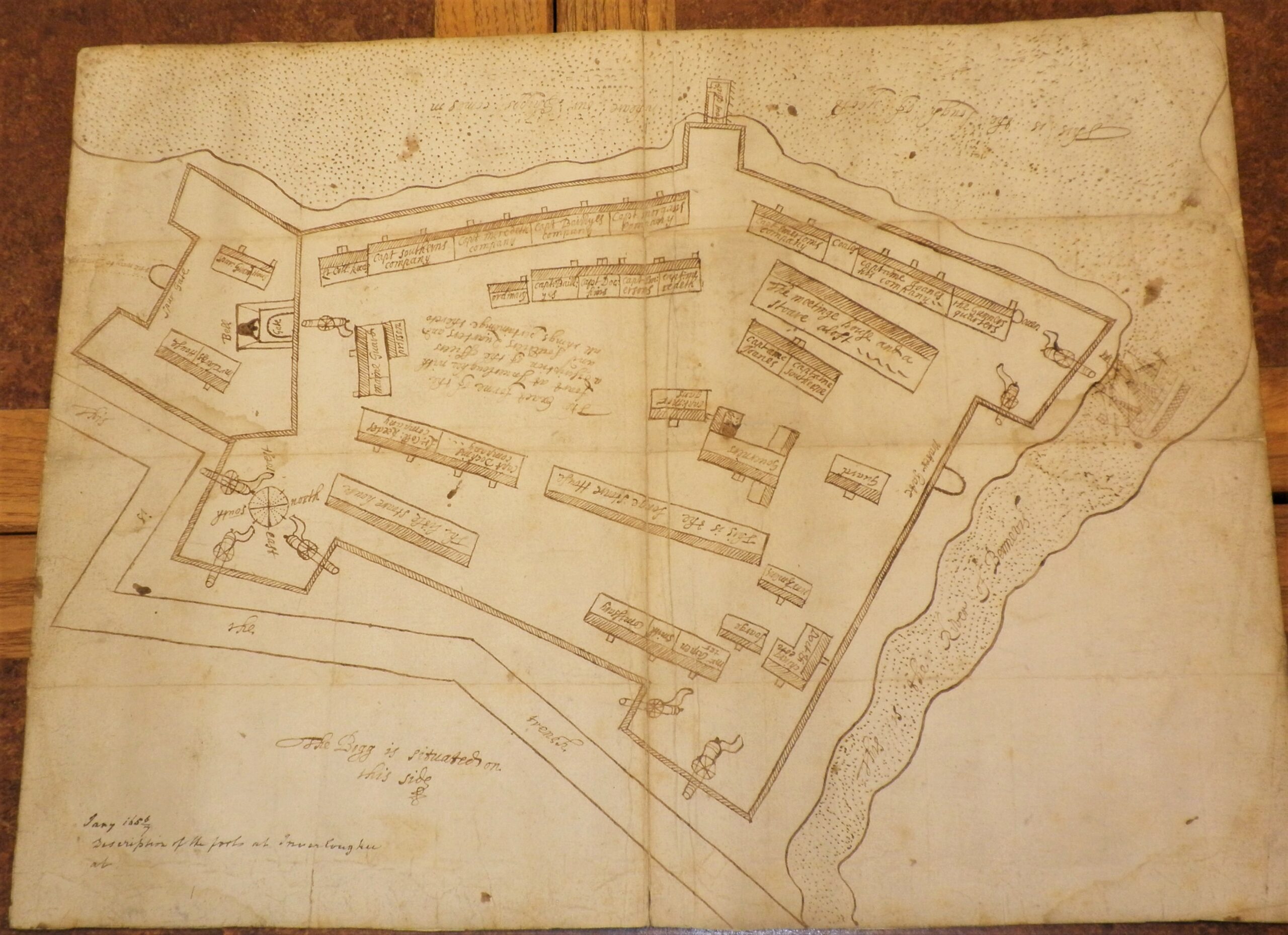 Hand drawn plan of the fort at Inverlochy.