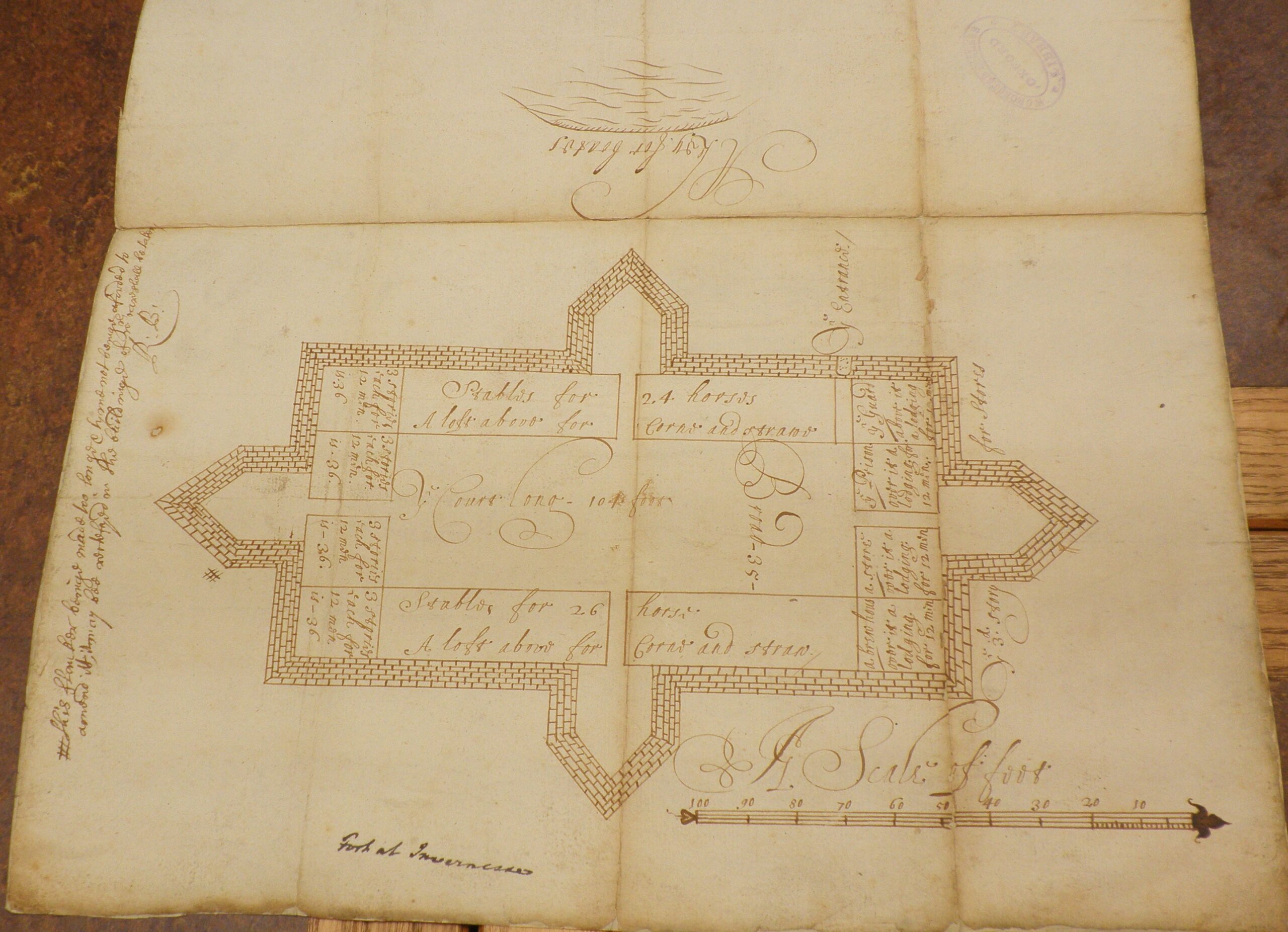 MS.155 (4) - hand drawn plan of the Fort at I[nverness], undated