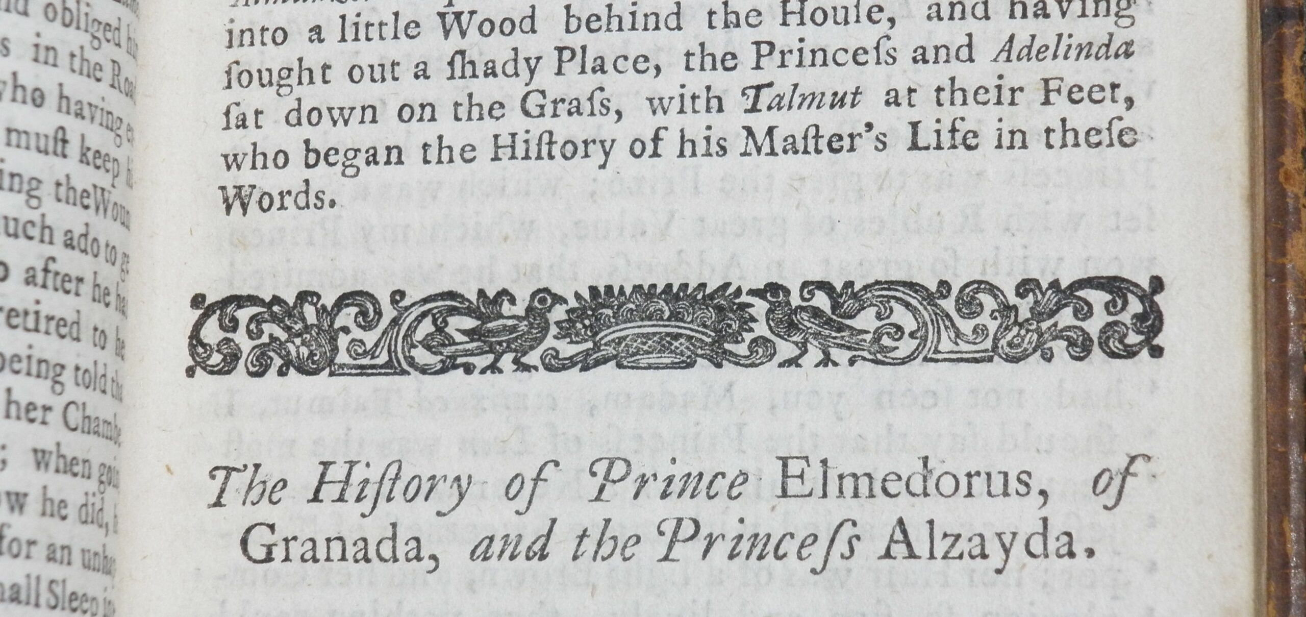 Image of a printer's ornament beginning the story 'The History of Prince Elmedorus'.