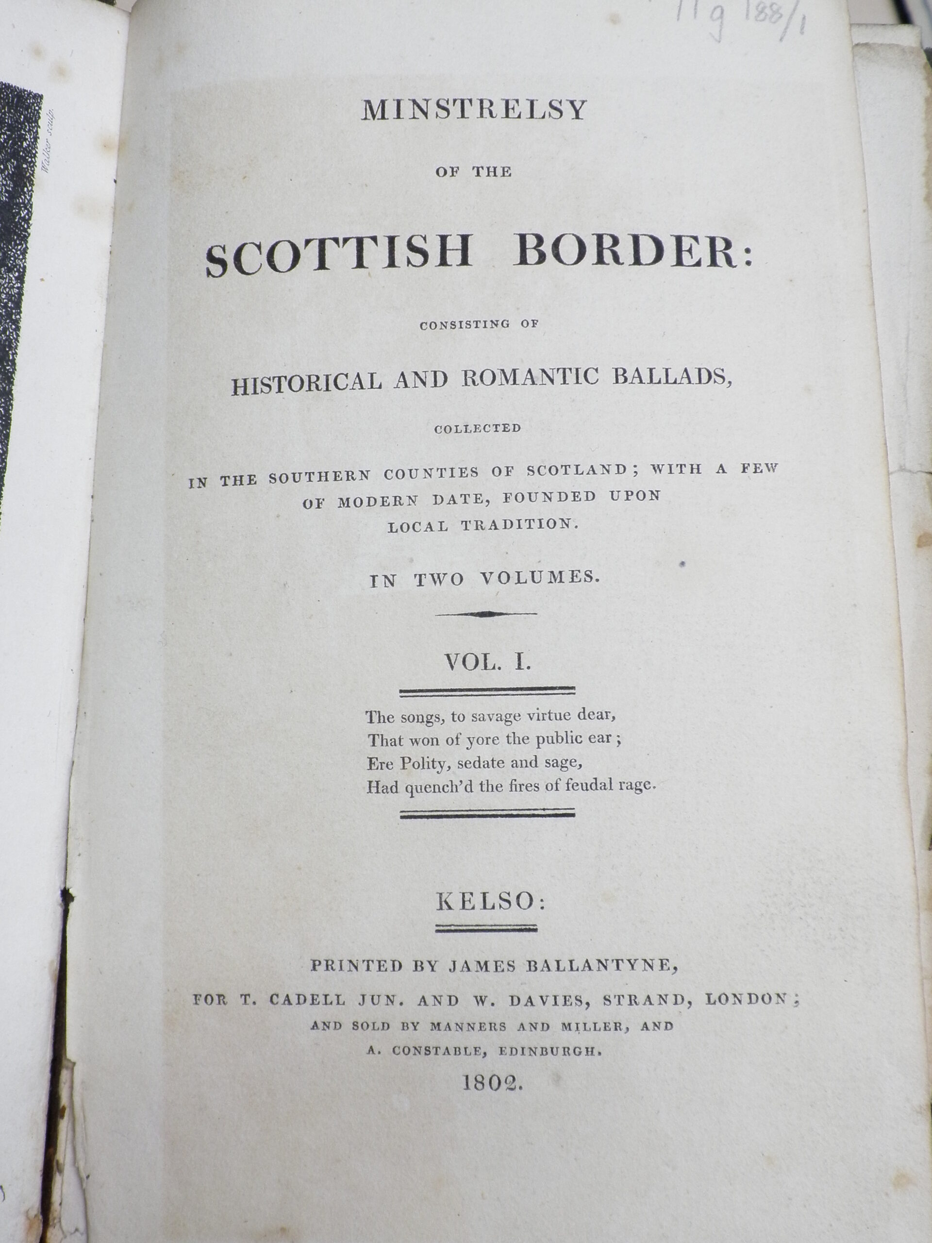 Title page of the 'Minstrelsy of the Scottish Border'.