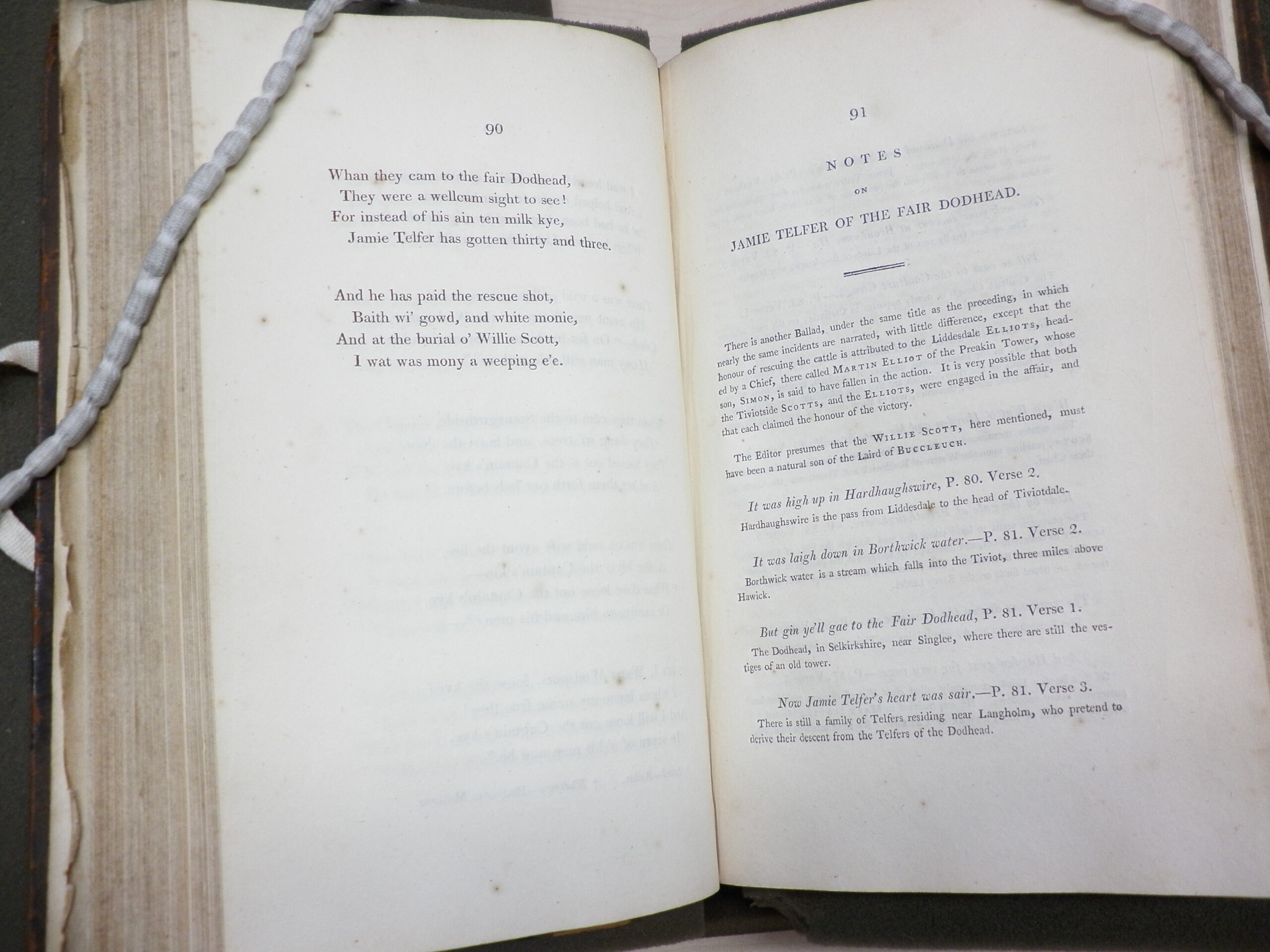 Photograph of first page of Scott's notes on 'Jamie Telfer'.