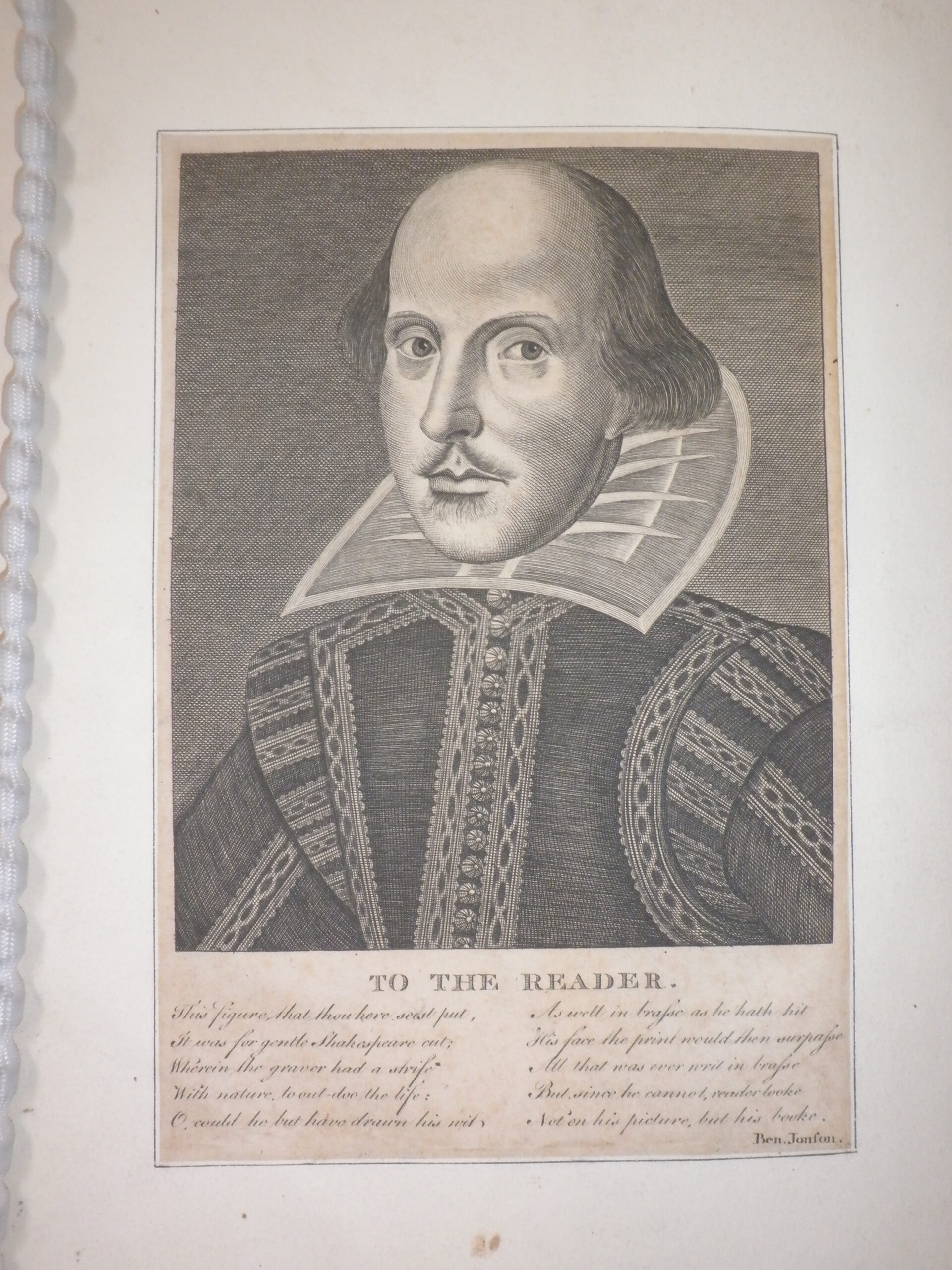 Engraved portrait of Shakespeare.