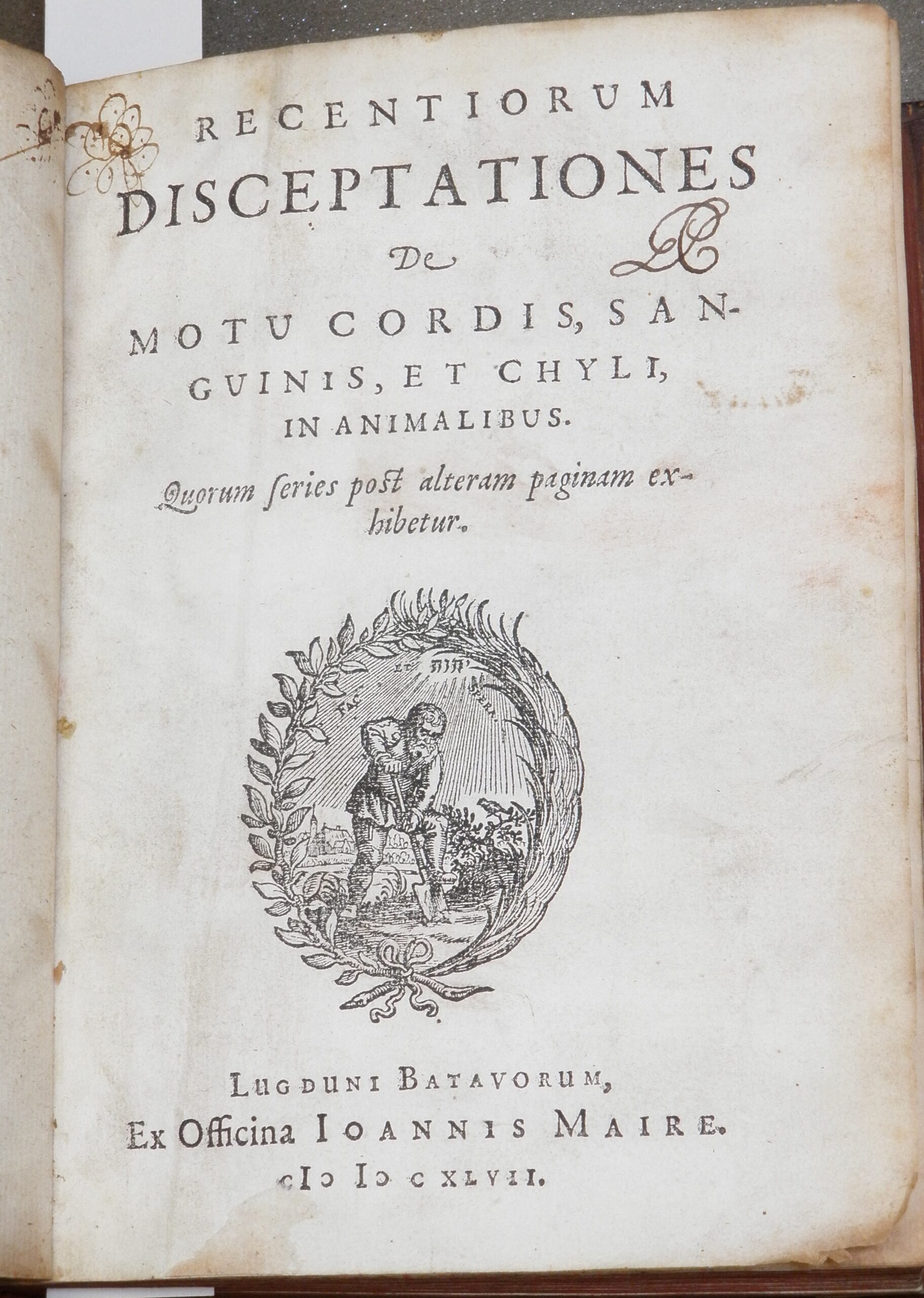 Title page of De motu cordis.
