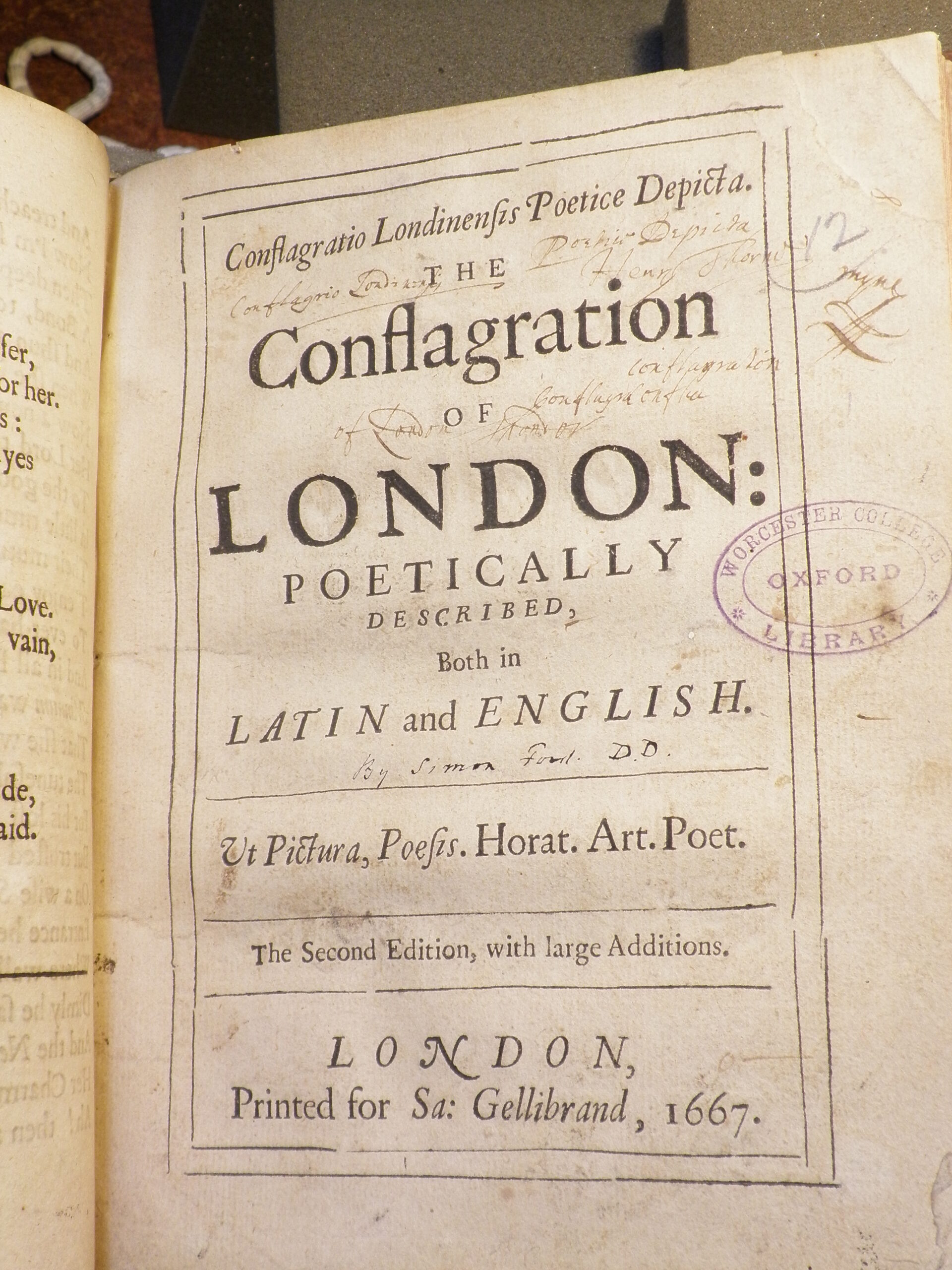 Title page of 'The Conflagaration of London'.