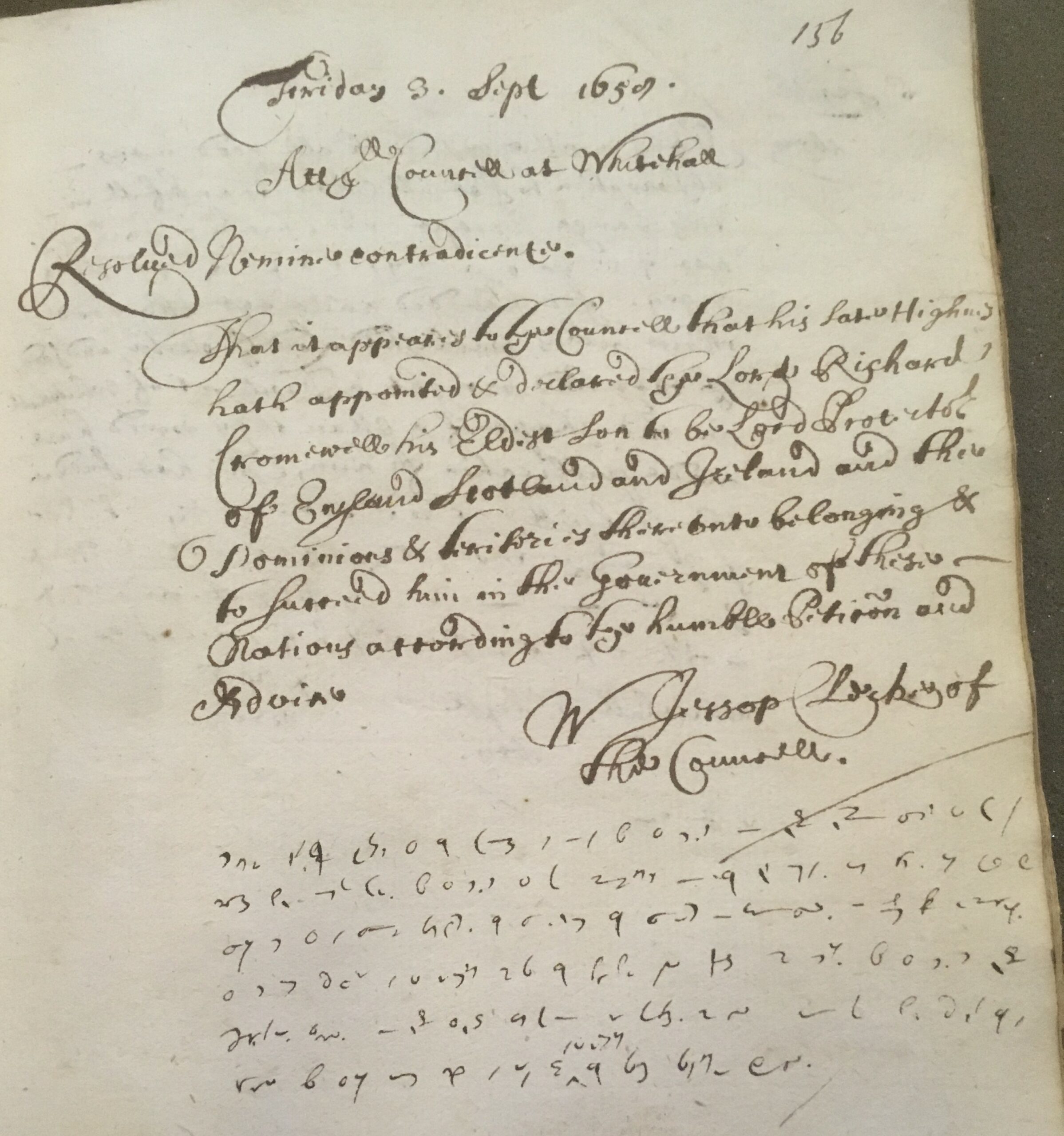 Photograph of longhand and shorthand entries in Clarke's papers.
