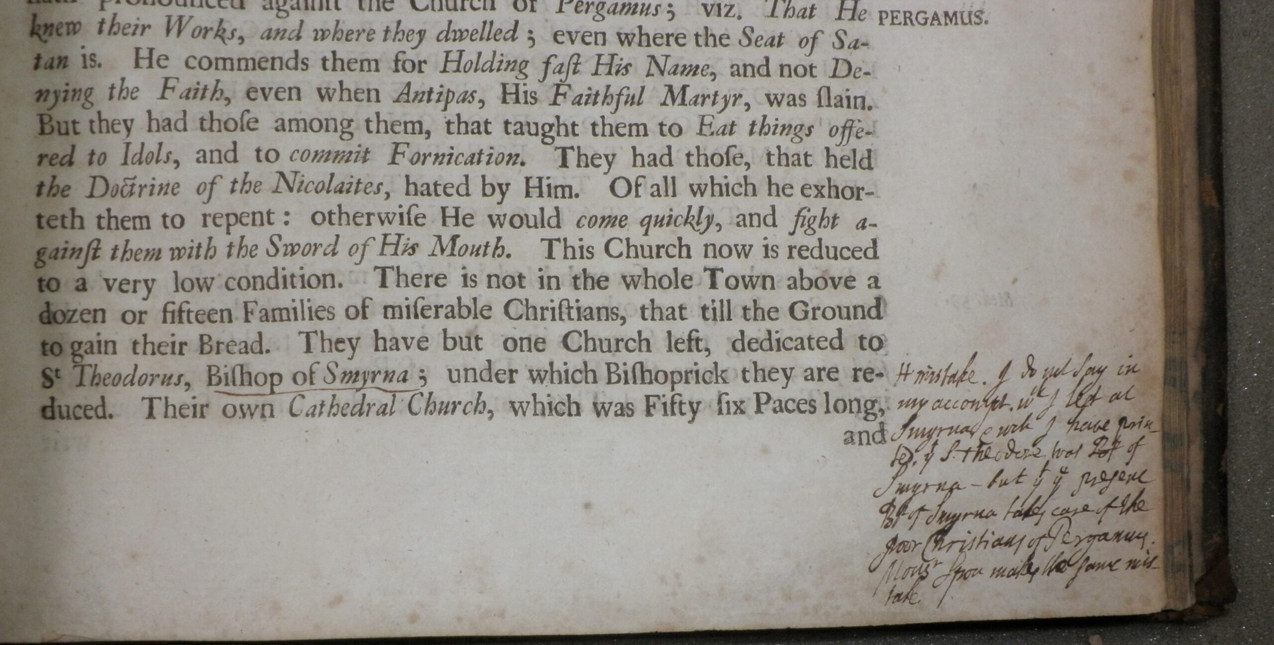 Image of Thomas Smith's handwritten annotations on Wheler's text.