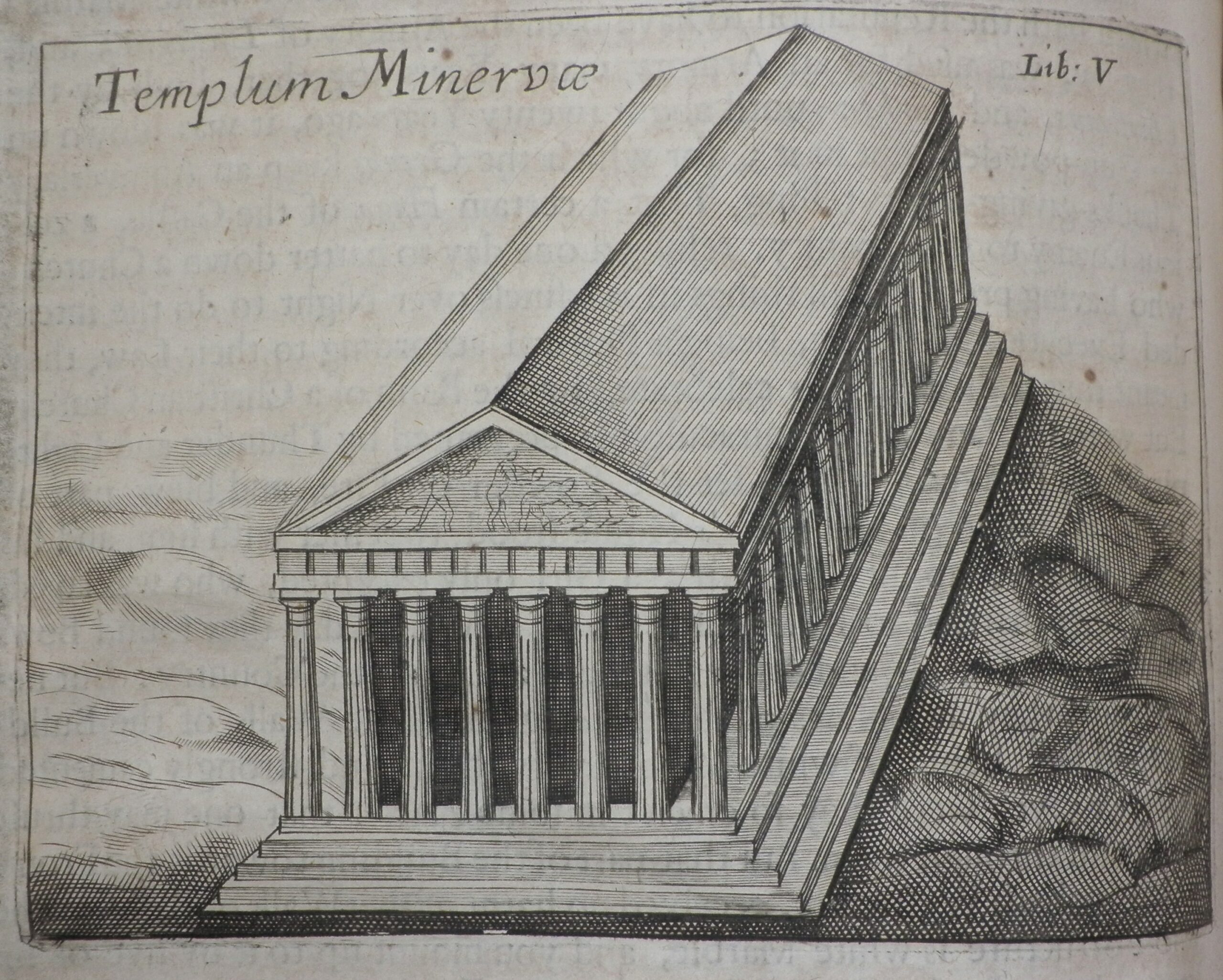 Print illustration of the Parthenon, mistakenly labelled 'Templum Minervae'.