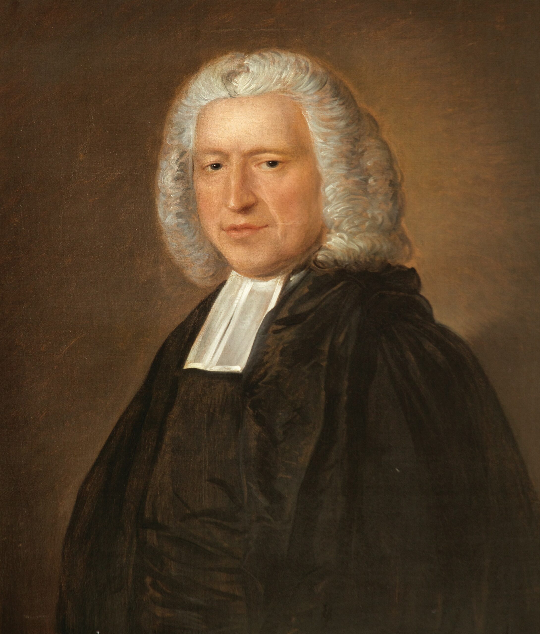 Colour portrait of William Gower.