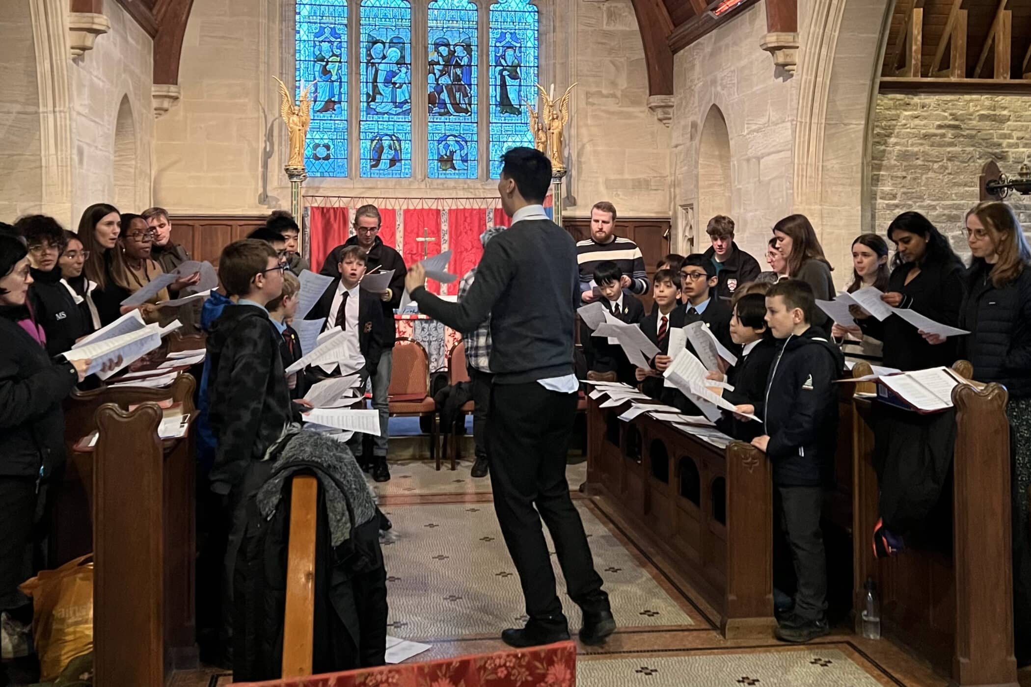 Choir singing in parish church